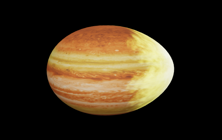 WASP-12 b compared to Jupiter, showing its larger, inflated size. 