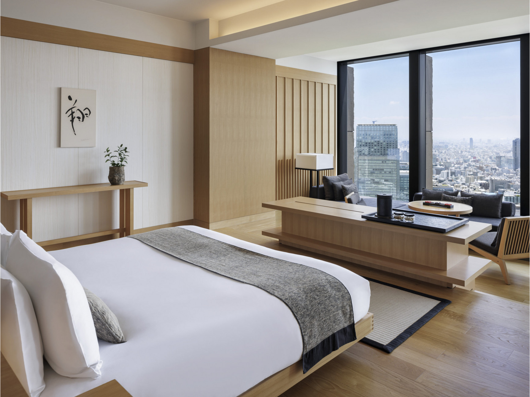 The tranquil indoor pool at Aman Tokyo’s spa with skyline views 